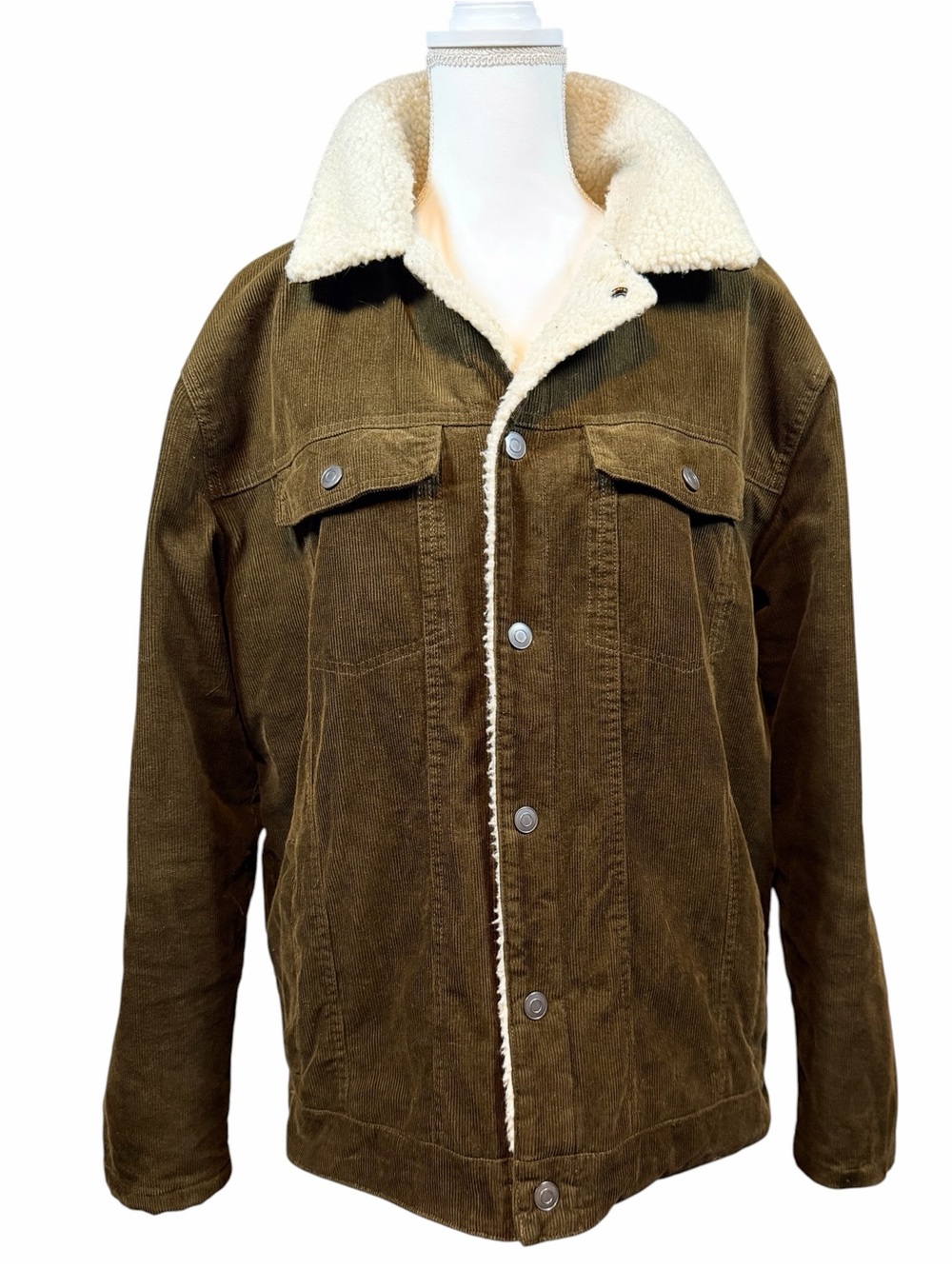 Mountain & Isles Men’s Corduroy Jacket in Brown with Cream Lining Size Large